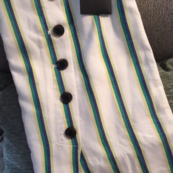 NWT Halogen midi skirt stripe green button slit - Picture 6 of 6